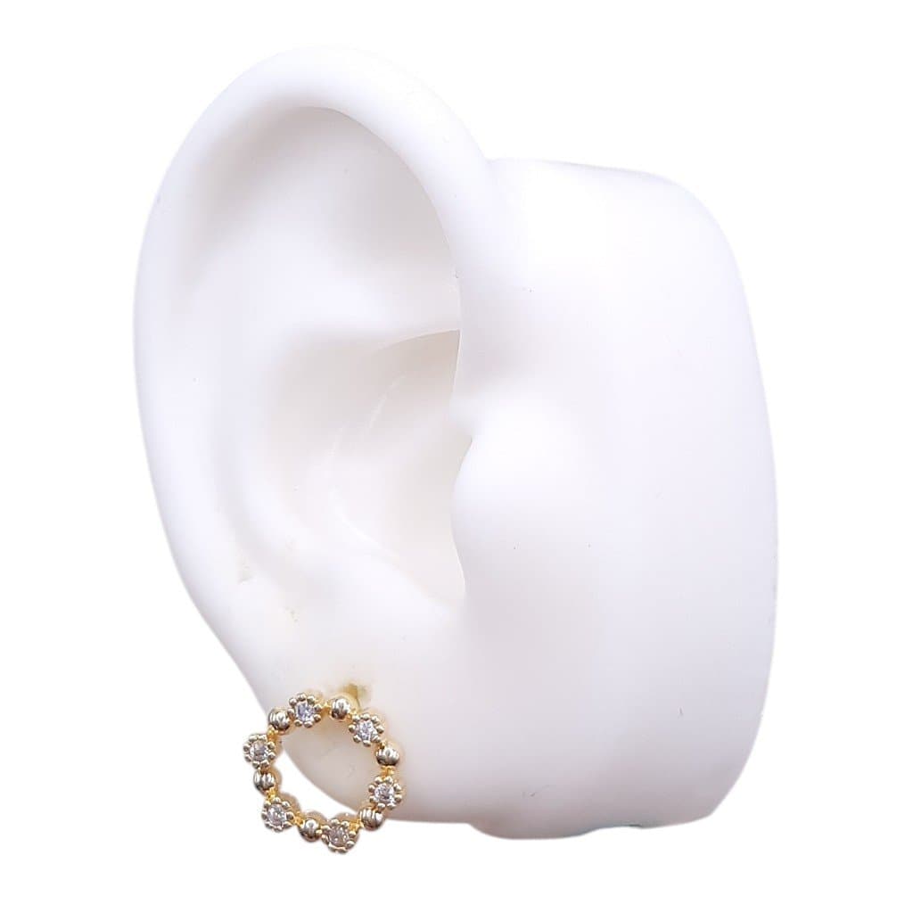 Brinco Aro De Zirconia E Bolinhas miniatura 3