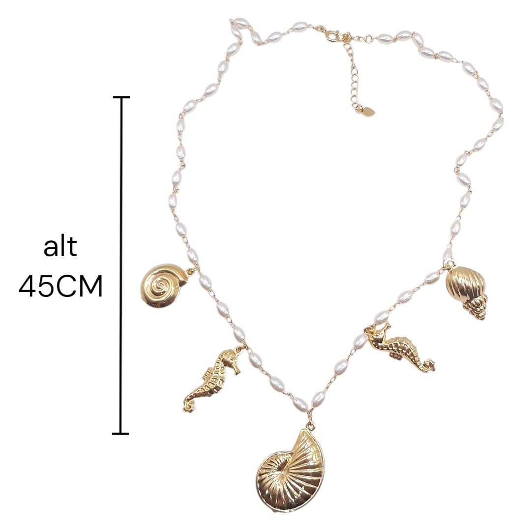 Colar Perolas Com Linha Mar miniatura 2