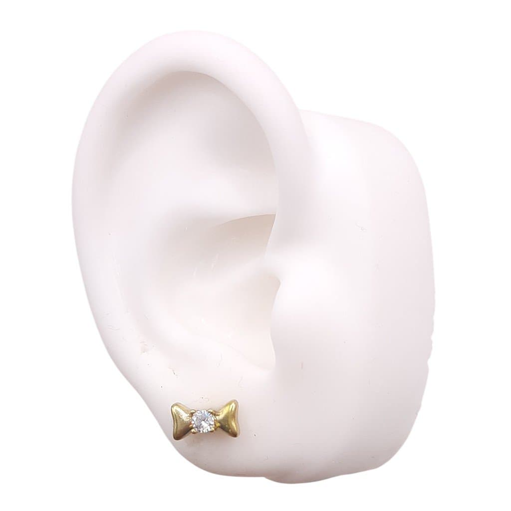 Brinco Laço Com Zirconia No Centro miniatura 2