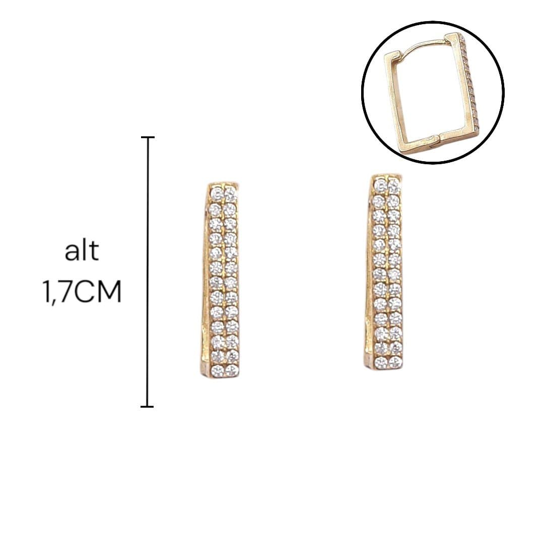Brinco Click Retangular Abauloada Cravejada Nº02
