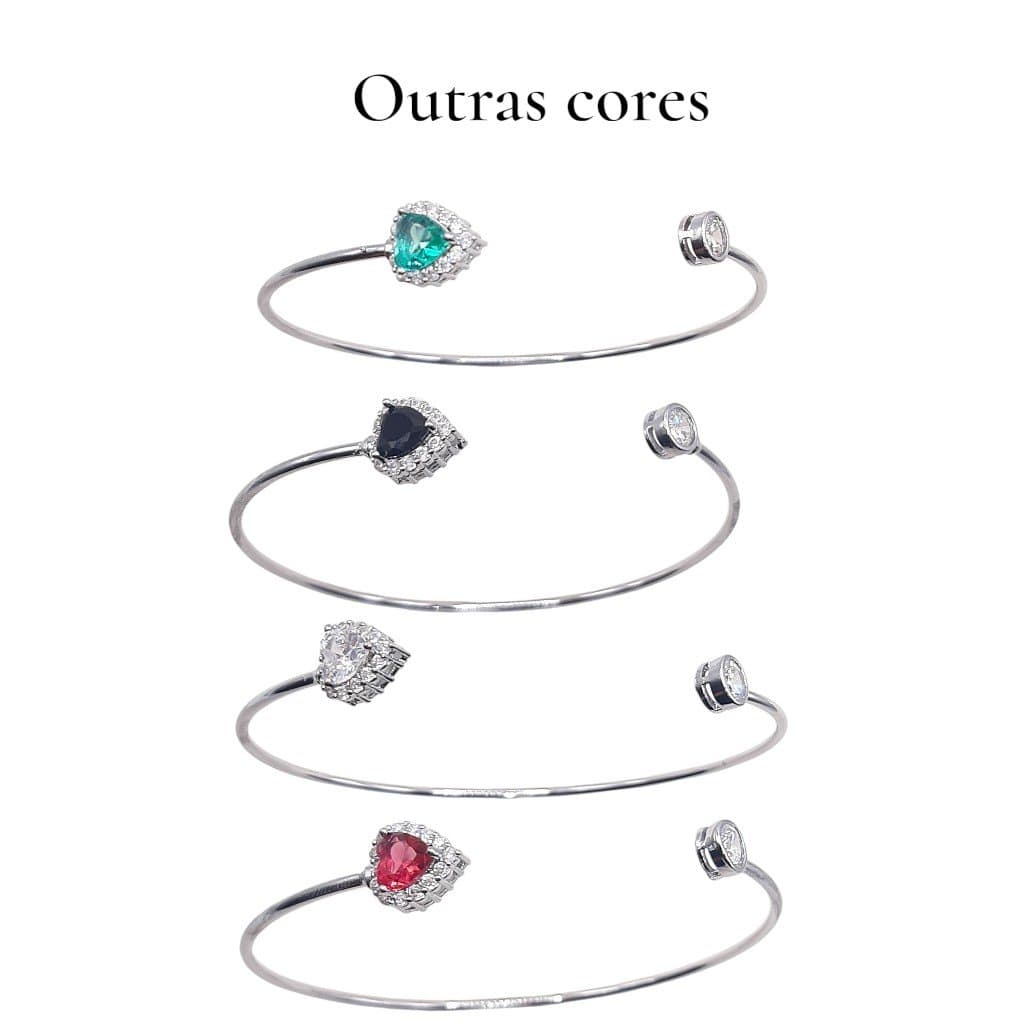 Brac. Fio Com Coração Cravejado E 1 Ponto De Luz miniatura 2