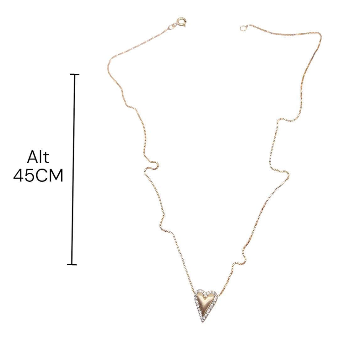 Colar Coração Pontudo Borda Cravejado miniatura 2