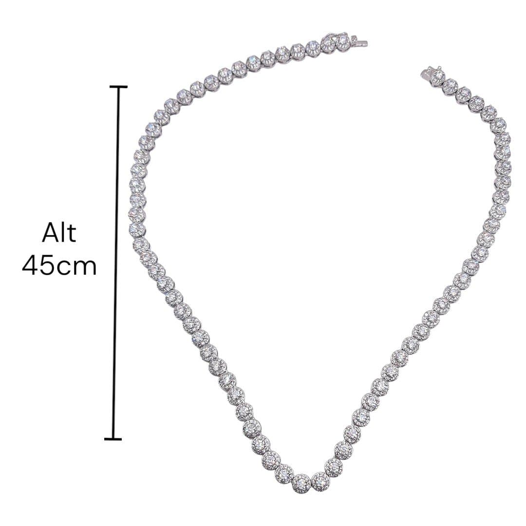 Colar Fio Zirconia Pedra Redonda Ródio miniatura 2