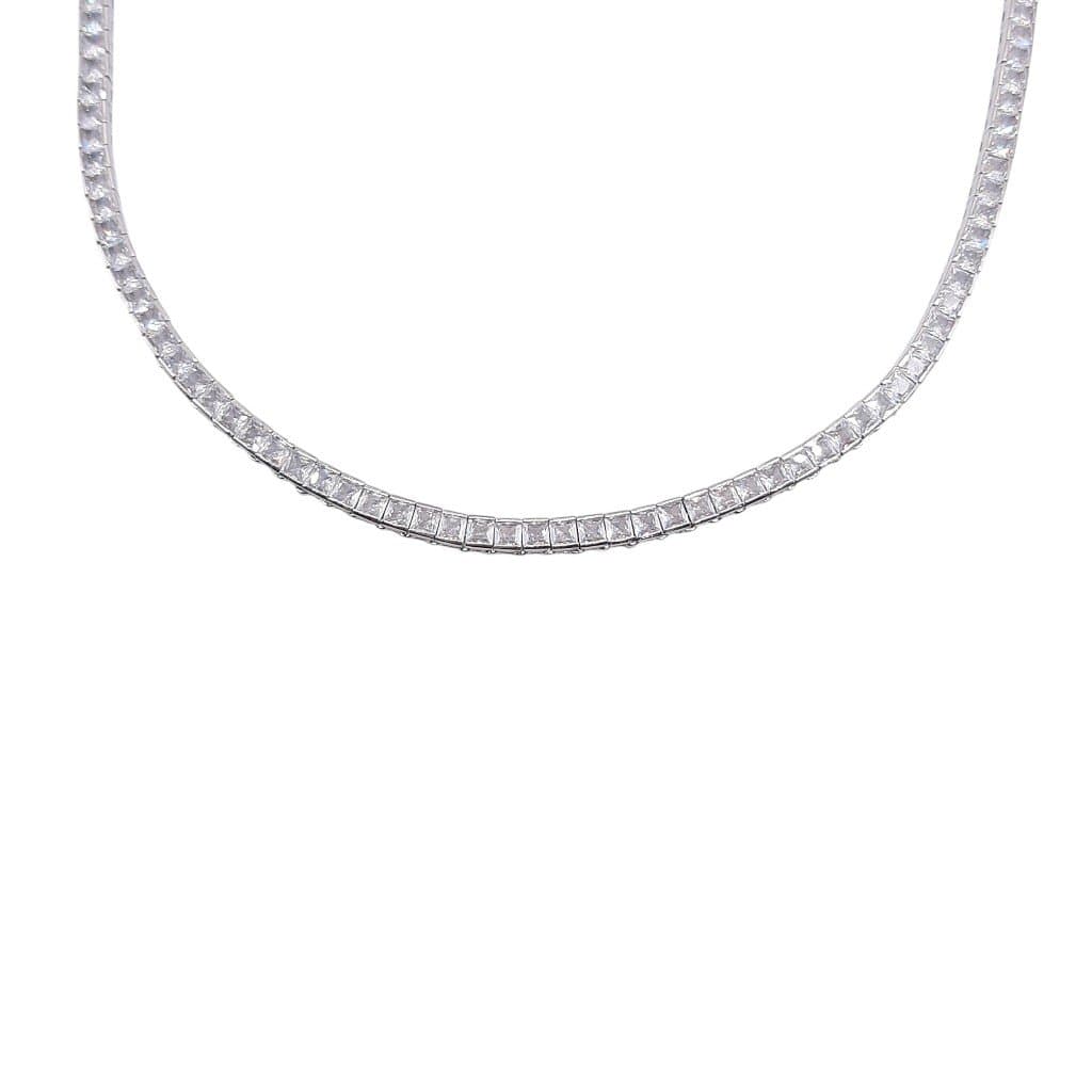 Colar Fio Zirconia Quadrado Ródio