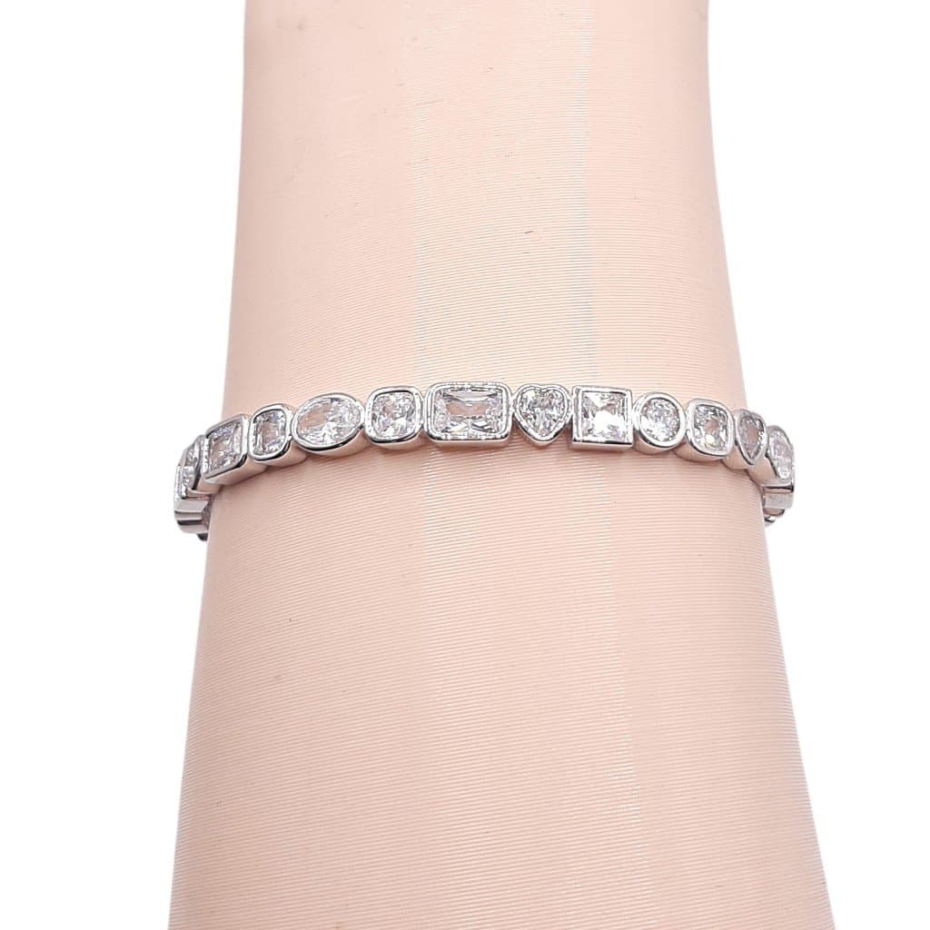 Bracelete Fio De Zirconia Formatos Ródio miniatura 2