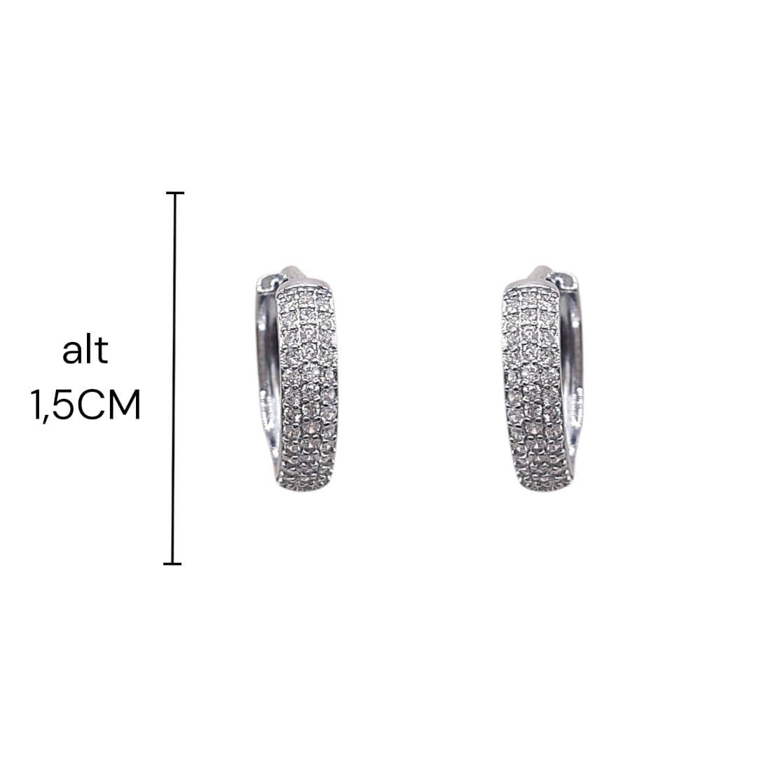 Brinco Argolinha Click Cravejada 3 Carreiras Nº3