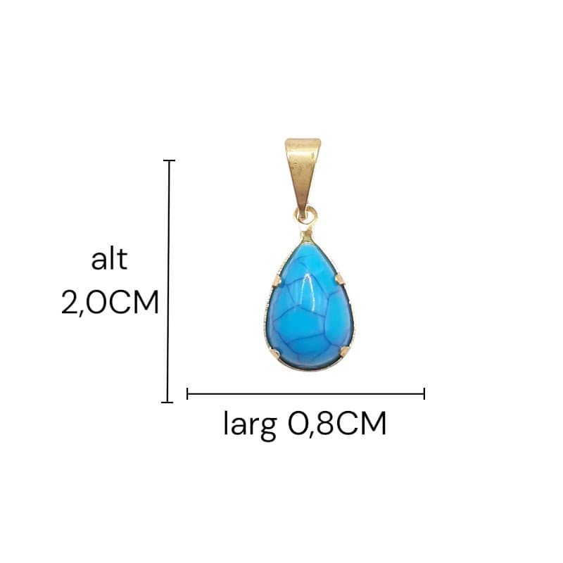 Pingente Gota Pedra Azul Turquesa
