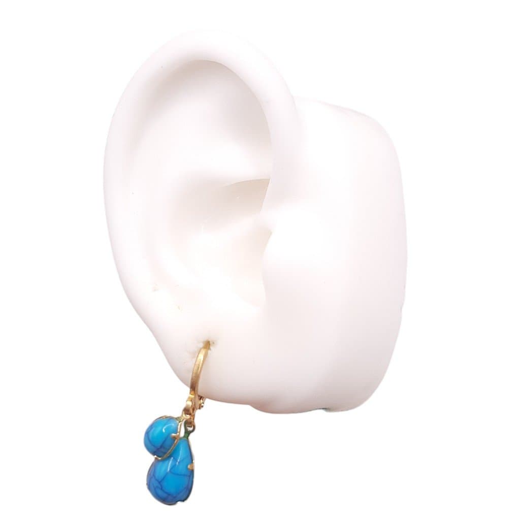 Brinco Argolinha Click 2 Gotas Azul Turquesa miniatura 2