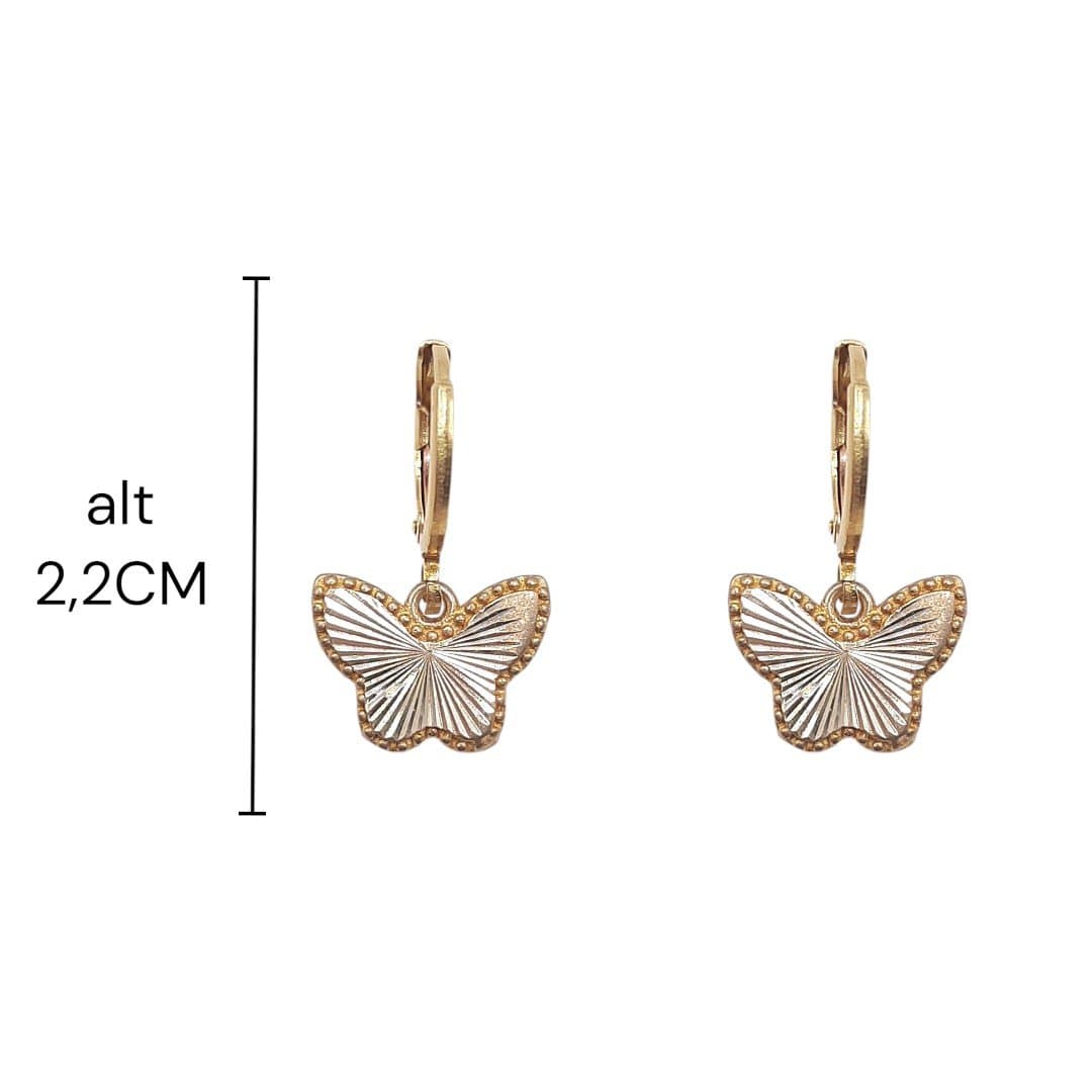 Brinco Argolinha Click Com Borboleta M. Diamantada