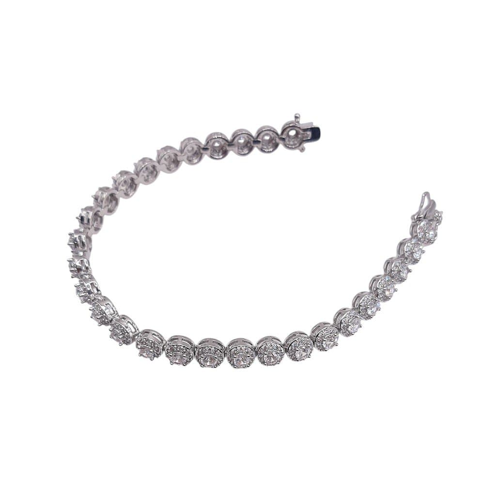 Pulseira Zirconia Redonda Cristal Ródio