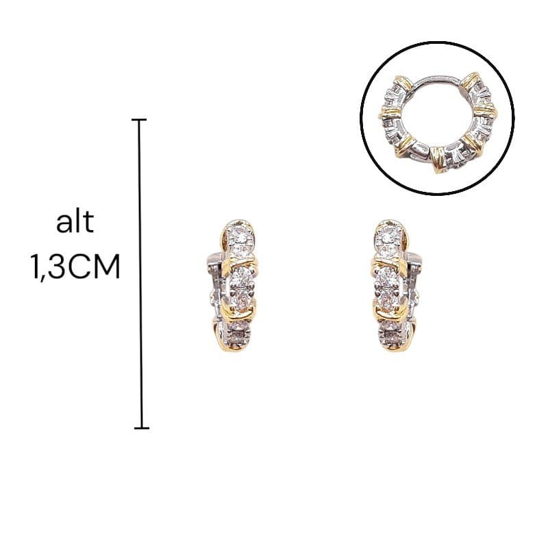 Argolinha Clickcravejada Rodio X Dourado Nº2