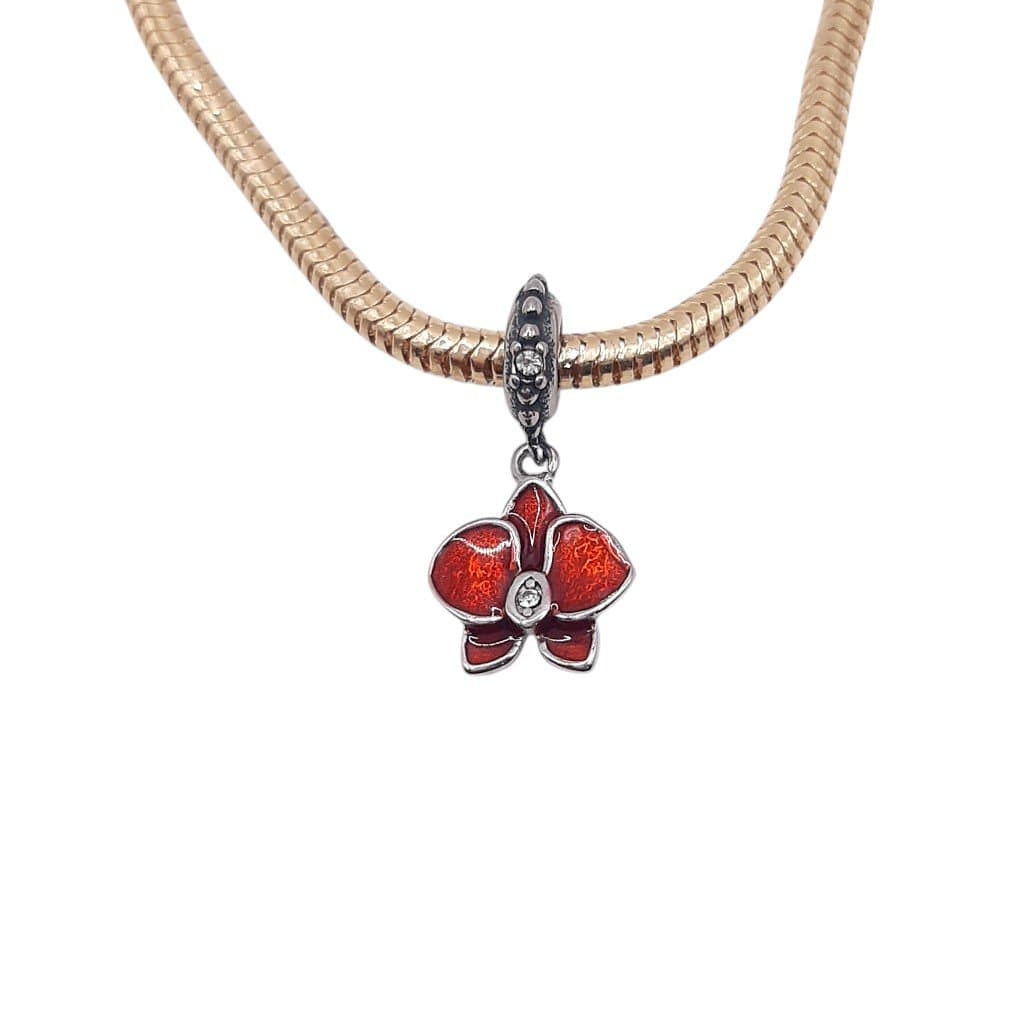 Berloque Flor Orquidia - Inox miniatura 2