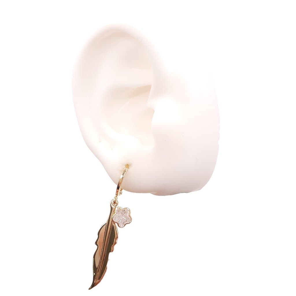 Brinco Click Com Pena E Zirconia miniatura 2
