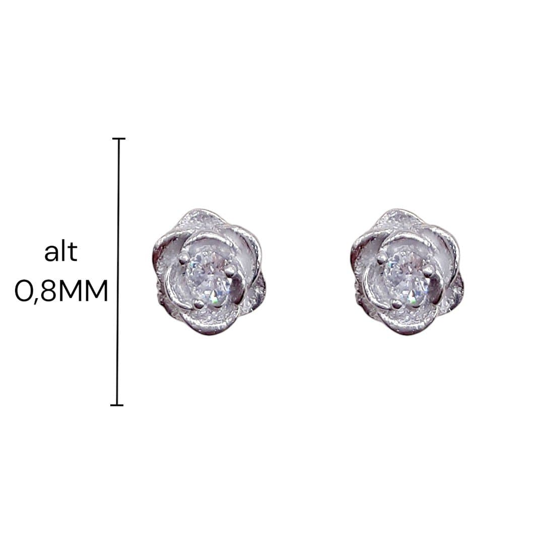 Brinco Rosa Com Zirconia