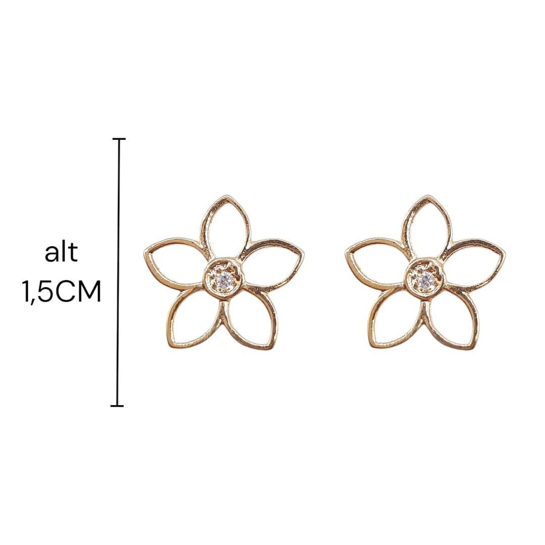 Brinco Flor Com Miolo De Pedra