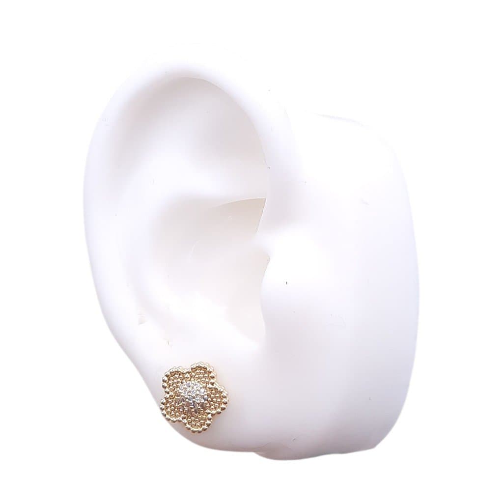 Brinco Flor Miolo Cravejado miniatura 2