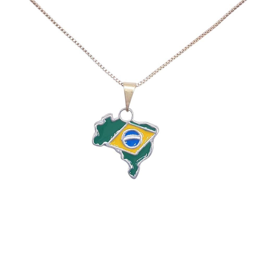 Pingente Mapa Com Band. Do Brasil (Resinado) miniatura 2