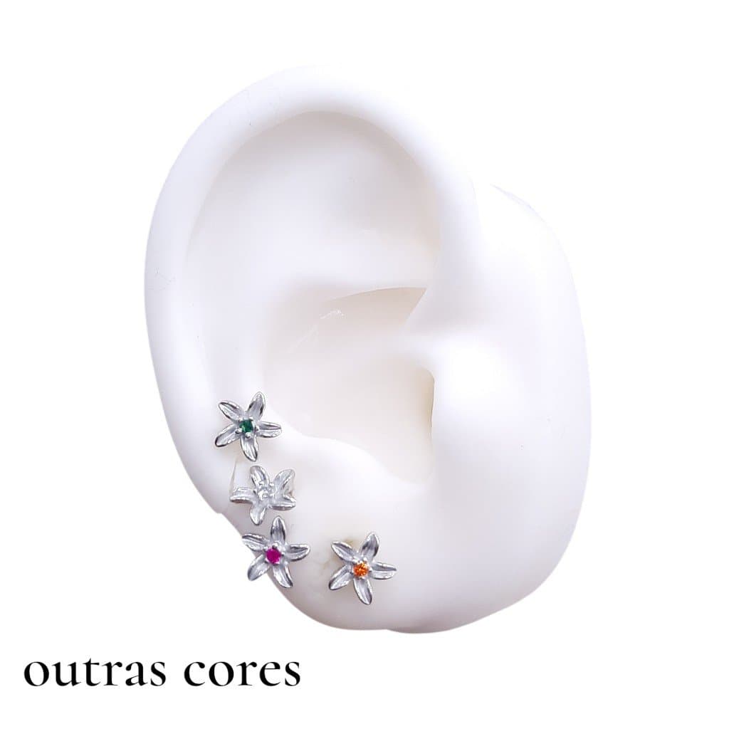 Brinco Flor Lirio Com 1 Pedra miniatura 2