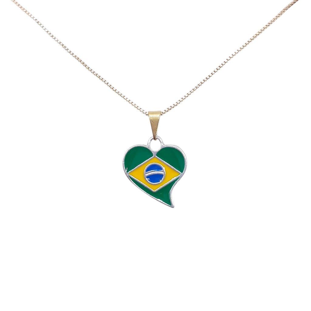 Pingente Coração Com Band. Do Brasil Esmaltado miniatura 2
