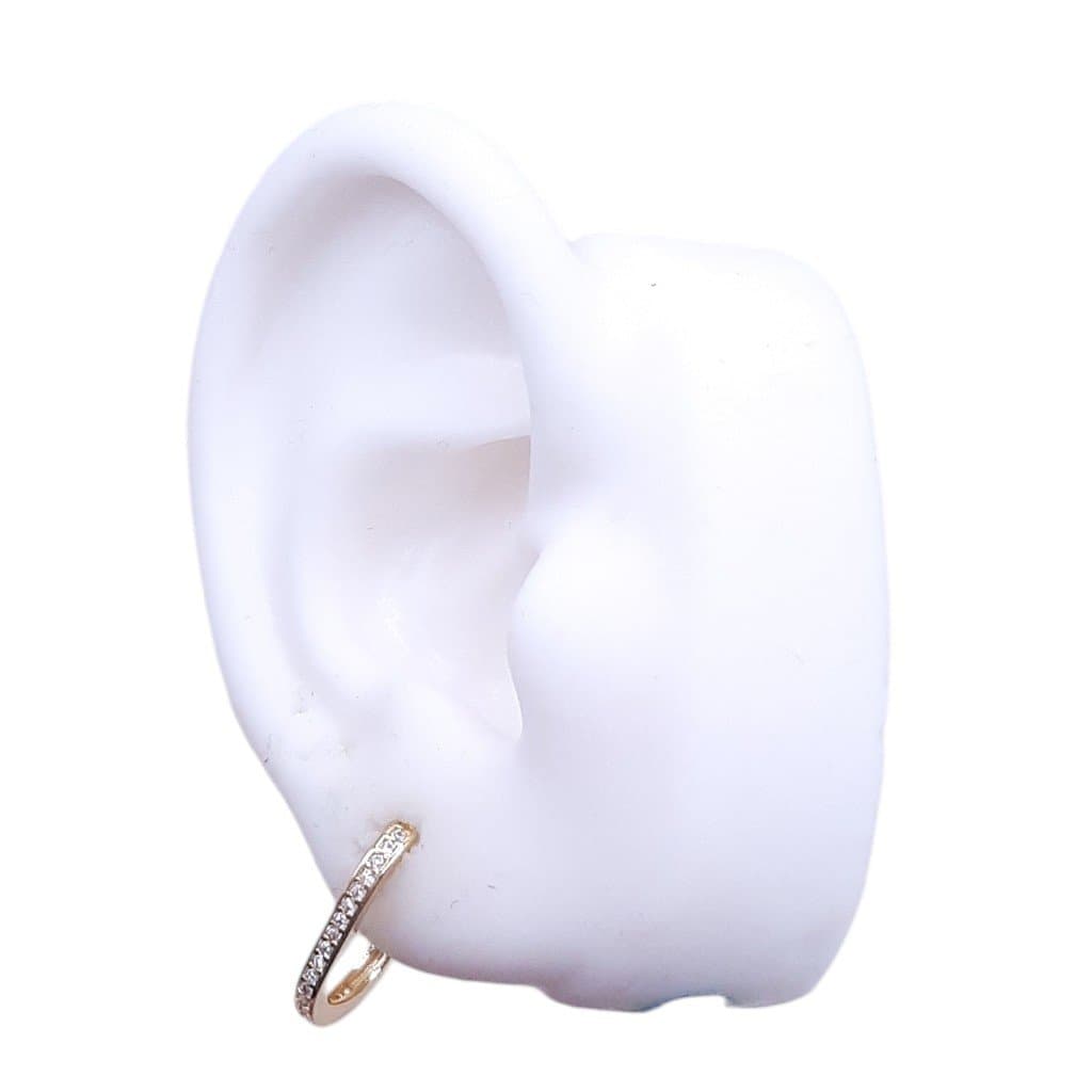 Brinco Argolinha Click Oval Frente Cravejada Nº1 miniatura 2