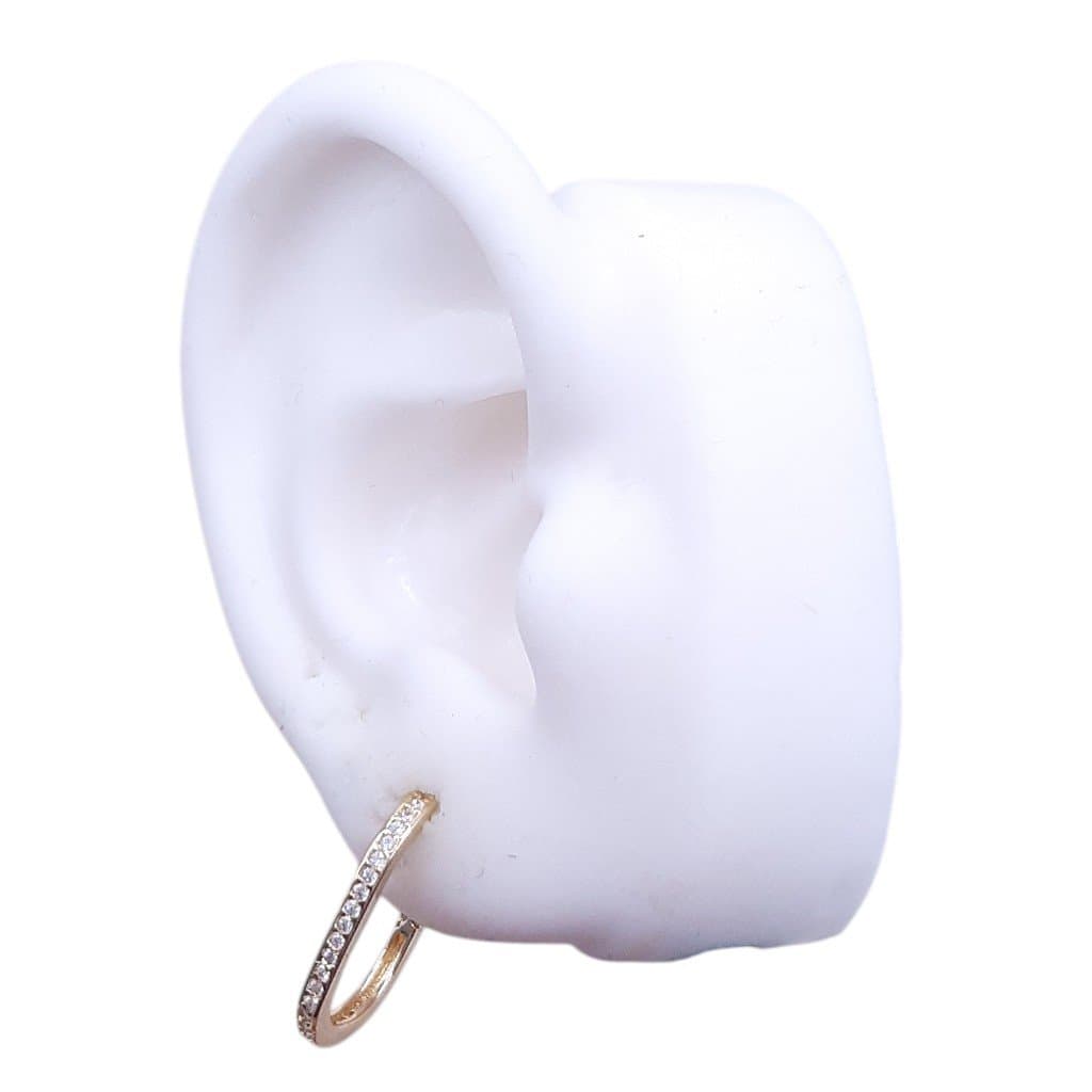 Brinco Argolinha Click Oval Frente Cravejada Nº2 miniatura 2