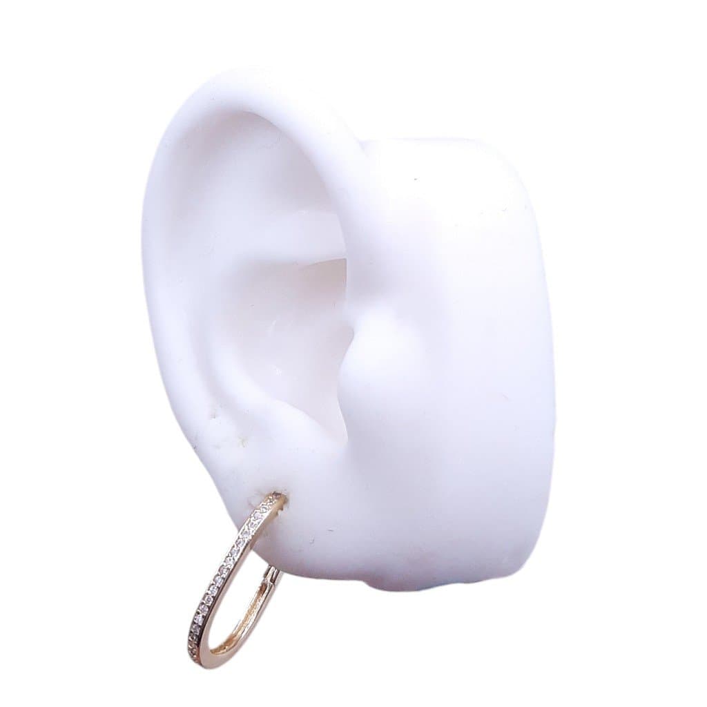 Brinco Argolinha Click Oval Frente Cravejada Nº3 miniatura 2