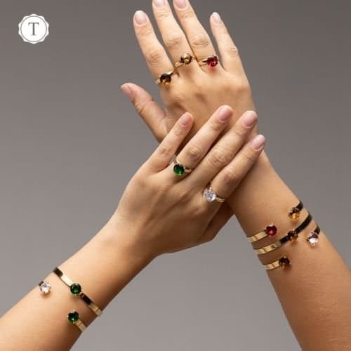Bracelete Liso Com 1 Pedra Em Cada Ponta
