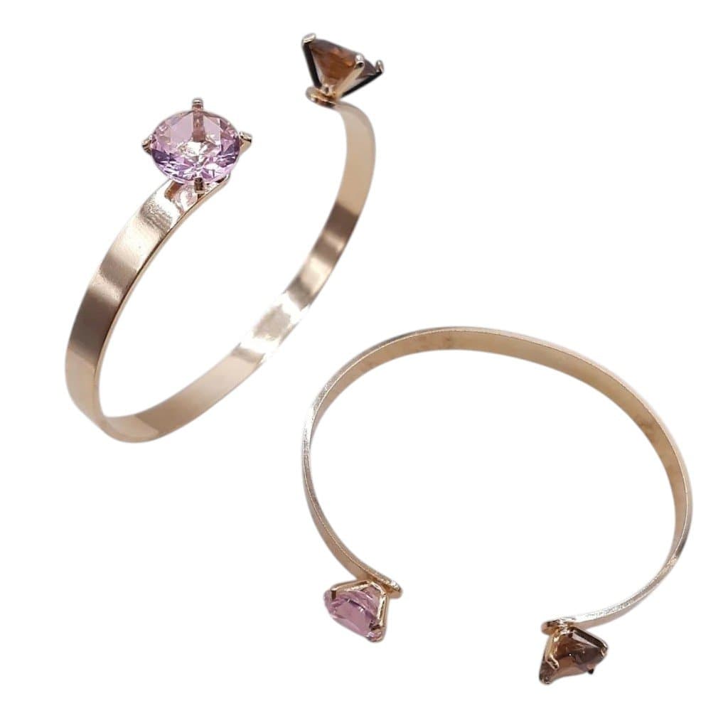 Bracelete Liso Com 1 Pedra Em Cada Ponta miniatura 2
