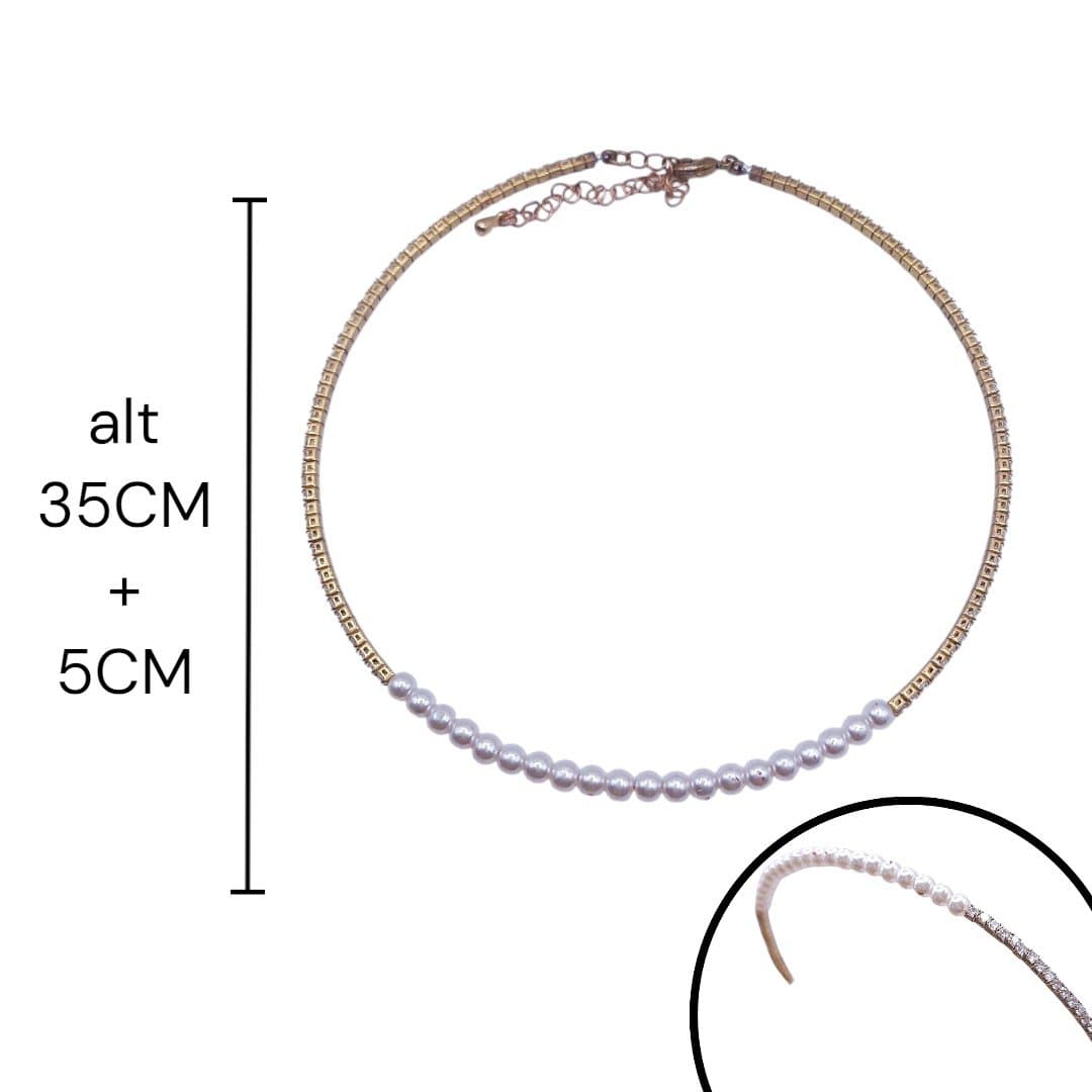 Choker Rigida Riviera Com Perola miniatura 2