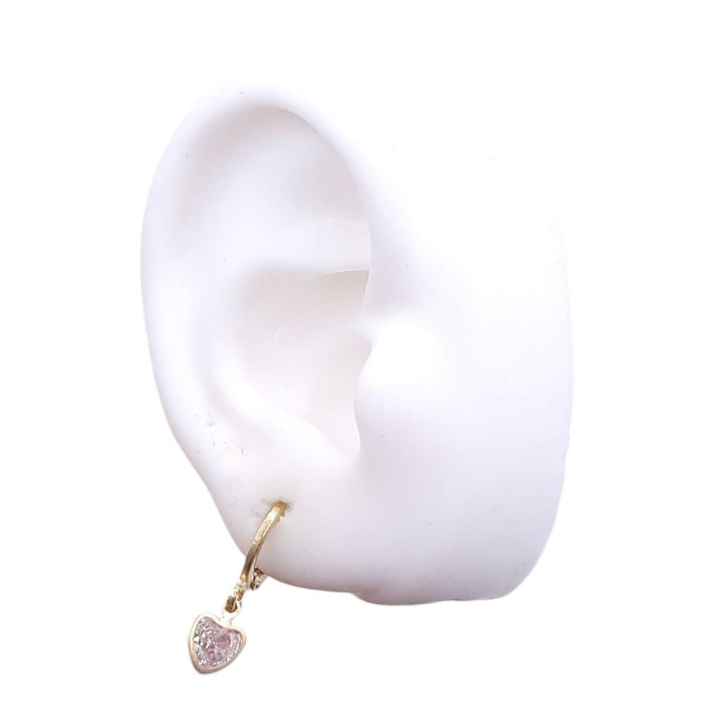 Brinco Argolinha Click Com Coração De Zirconia -2 miniatura 2
