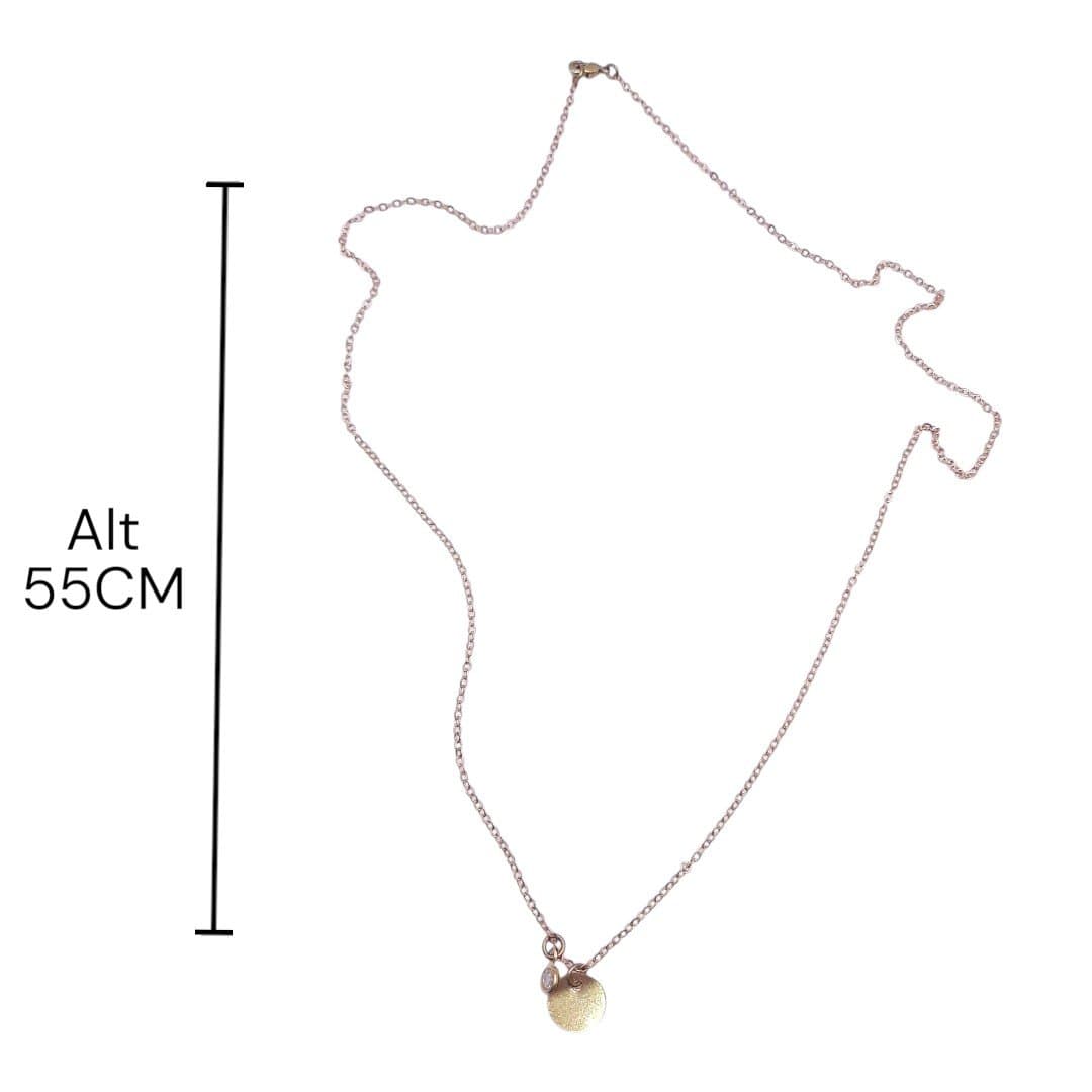 Colar Com Plaquinha E 1 Zirconia Semi-joia miniatura 2