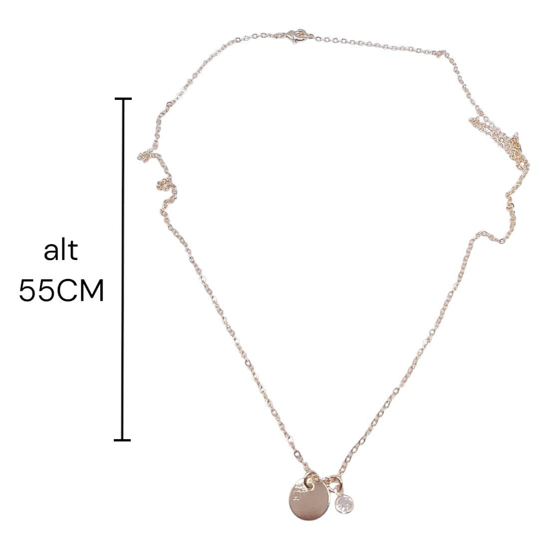 Colar Com Plaquinha E 1 Zirconia Semi-joia miniatura 2