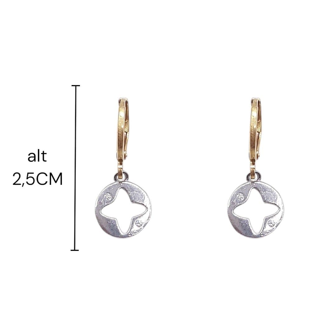 Brinco Argolinha Click Com Circulo Vasado E 2 Pedras
