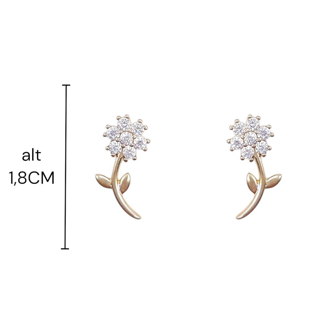 Brinco Flor Cravejada Com Galho