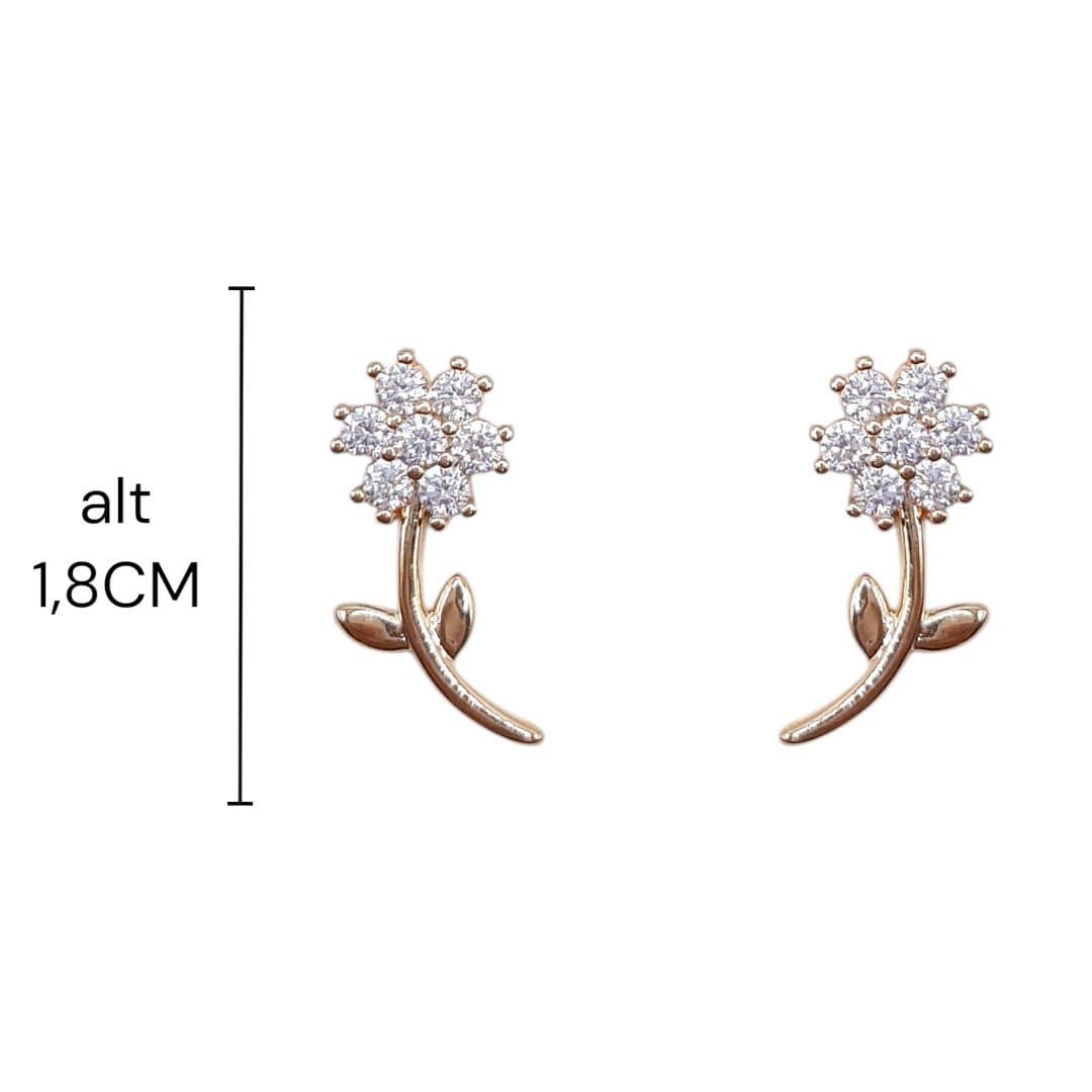 Brinco Flor Cravejada Com Galho