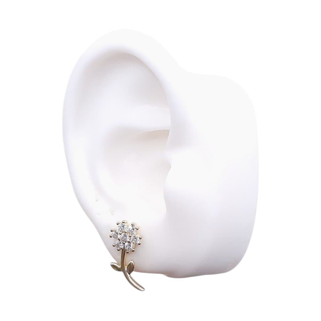 Brinco Flor Cravejada Com Galho miniatura 2