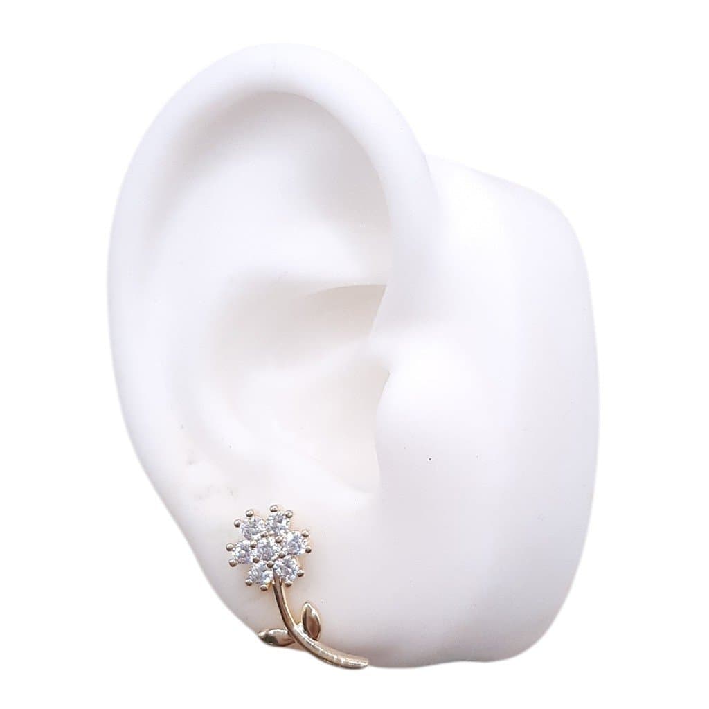Brinco Flor Cravejada Com Galho miniatura 2