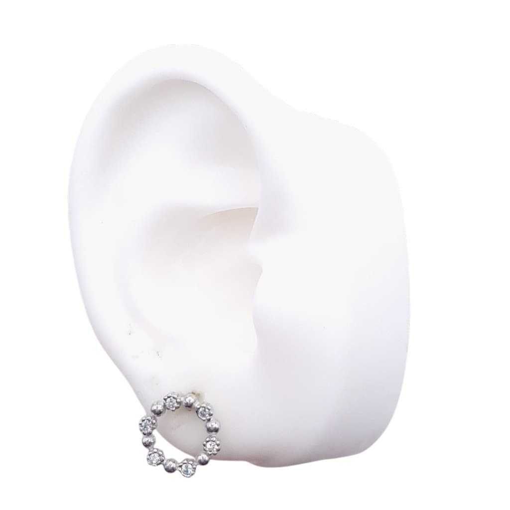 Brinco Circulo Bolinha E Pedra Cravejado miniatura 2