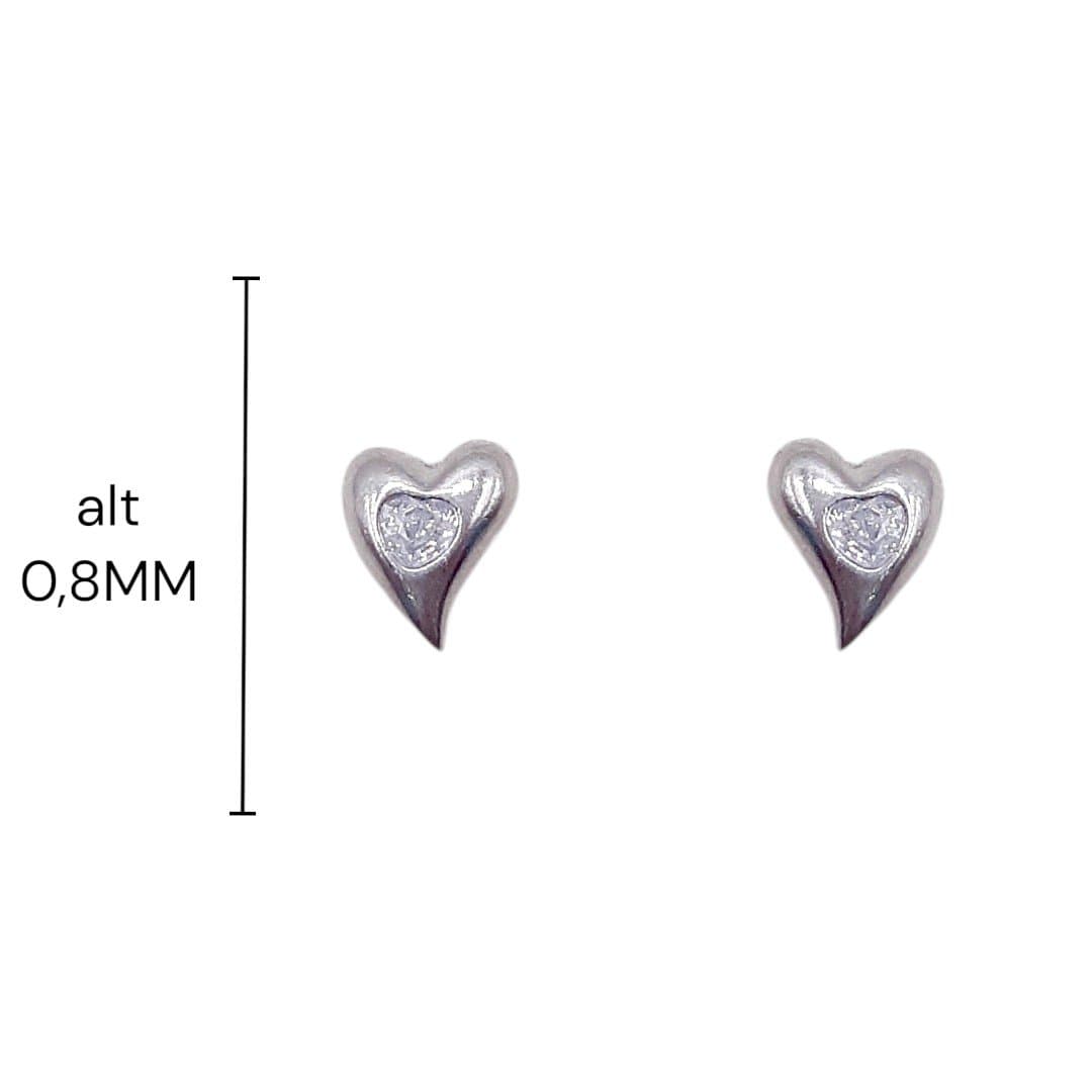 Brinco Coração Pontudo Liso De Lado 1 Pedra