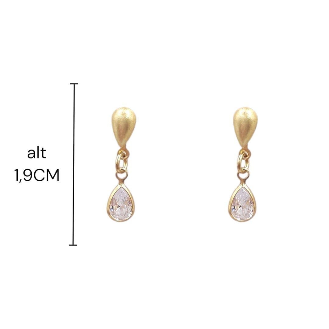 Brinco Gota Lisa Com Gota De Zirconia