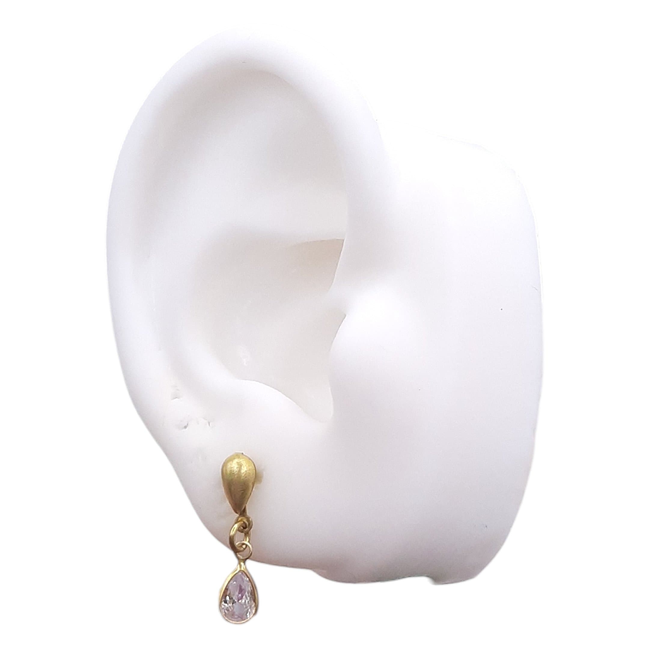 Brinco Gota Lisa Com Gota De Zirconia miniatura 2