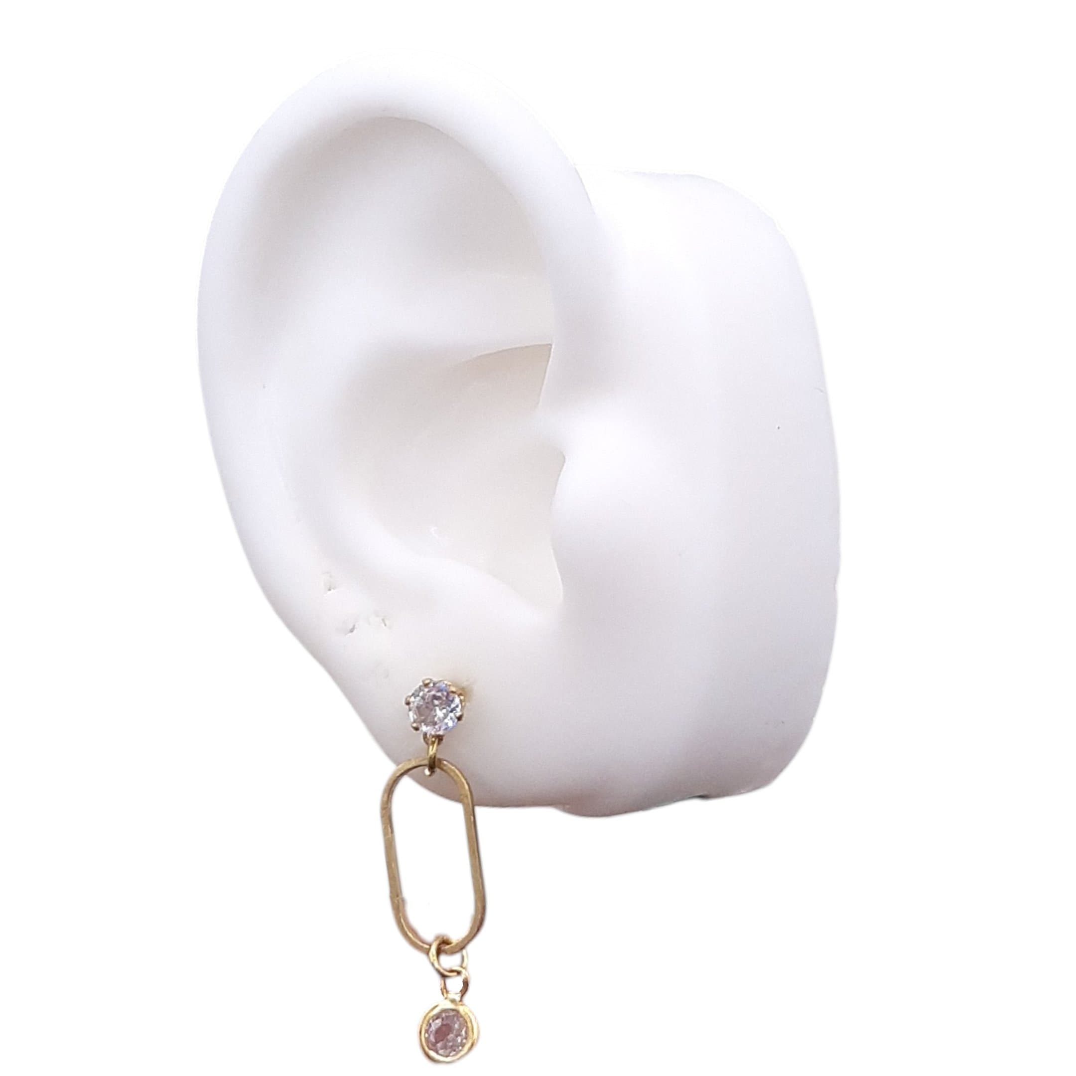 Brinco Elo Oval M. Com Ponto De Luz miniatura 2