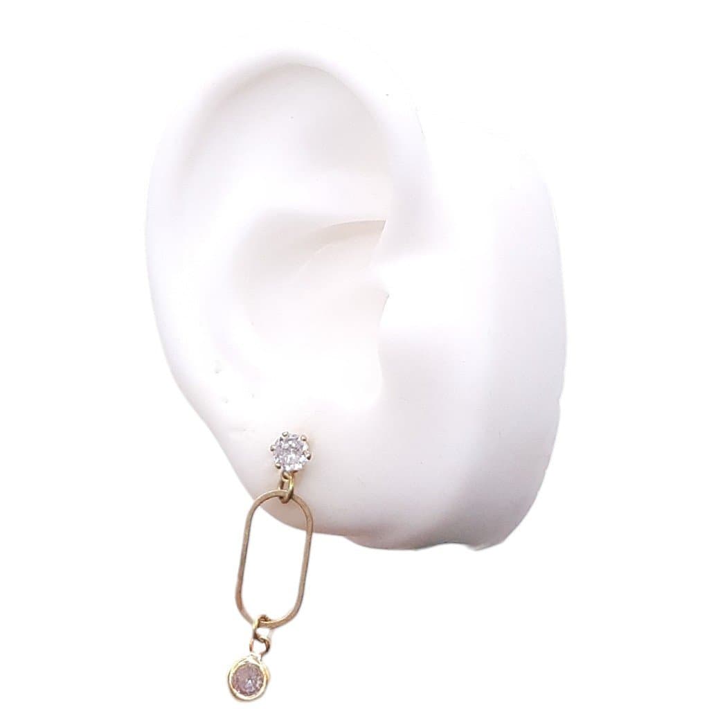 Brinco Elo Oval M. Com Ponto De Luz Semi-joia miniatura 2
