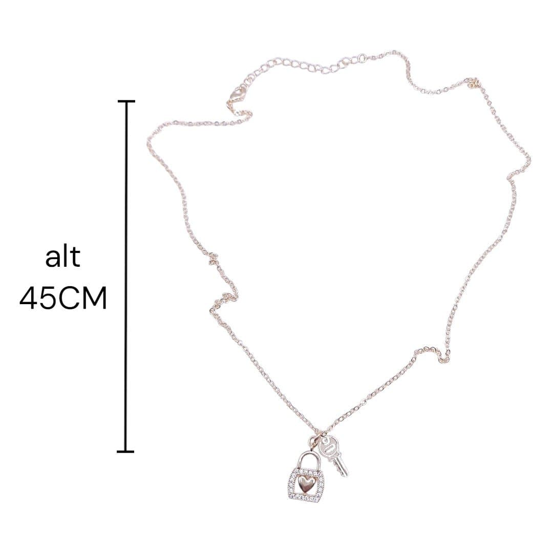 Colar Cadeado Cravejado Com Chave miniatura 2