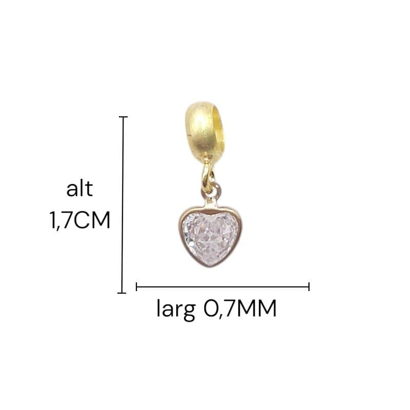 Berloque Coração De Zirconia