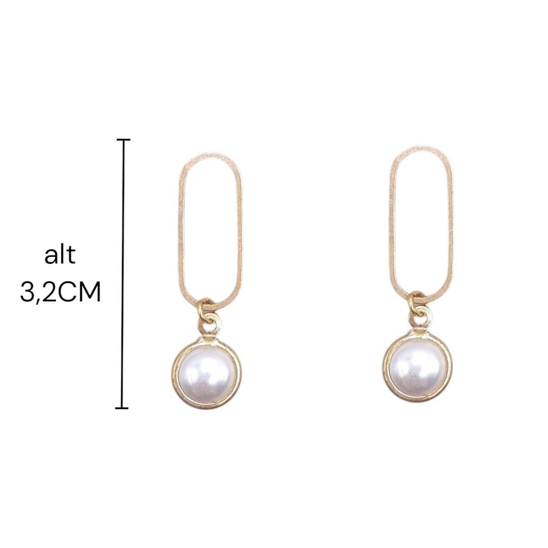 Brinco Elo Oval Com Pérola 8,0mm