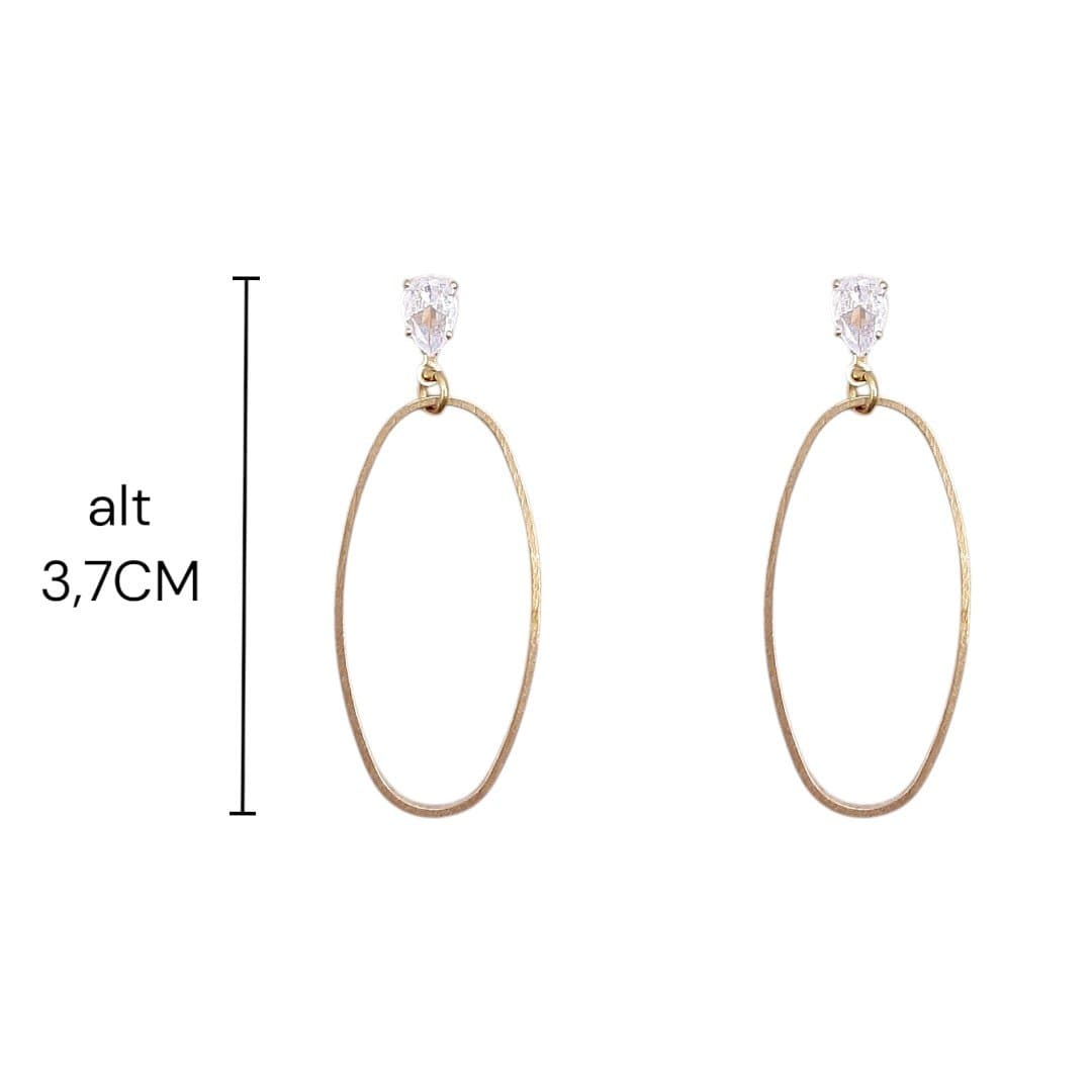 Brinco Base Gota De Zirconia Com Elo Oval Vazado