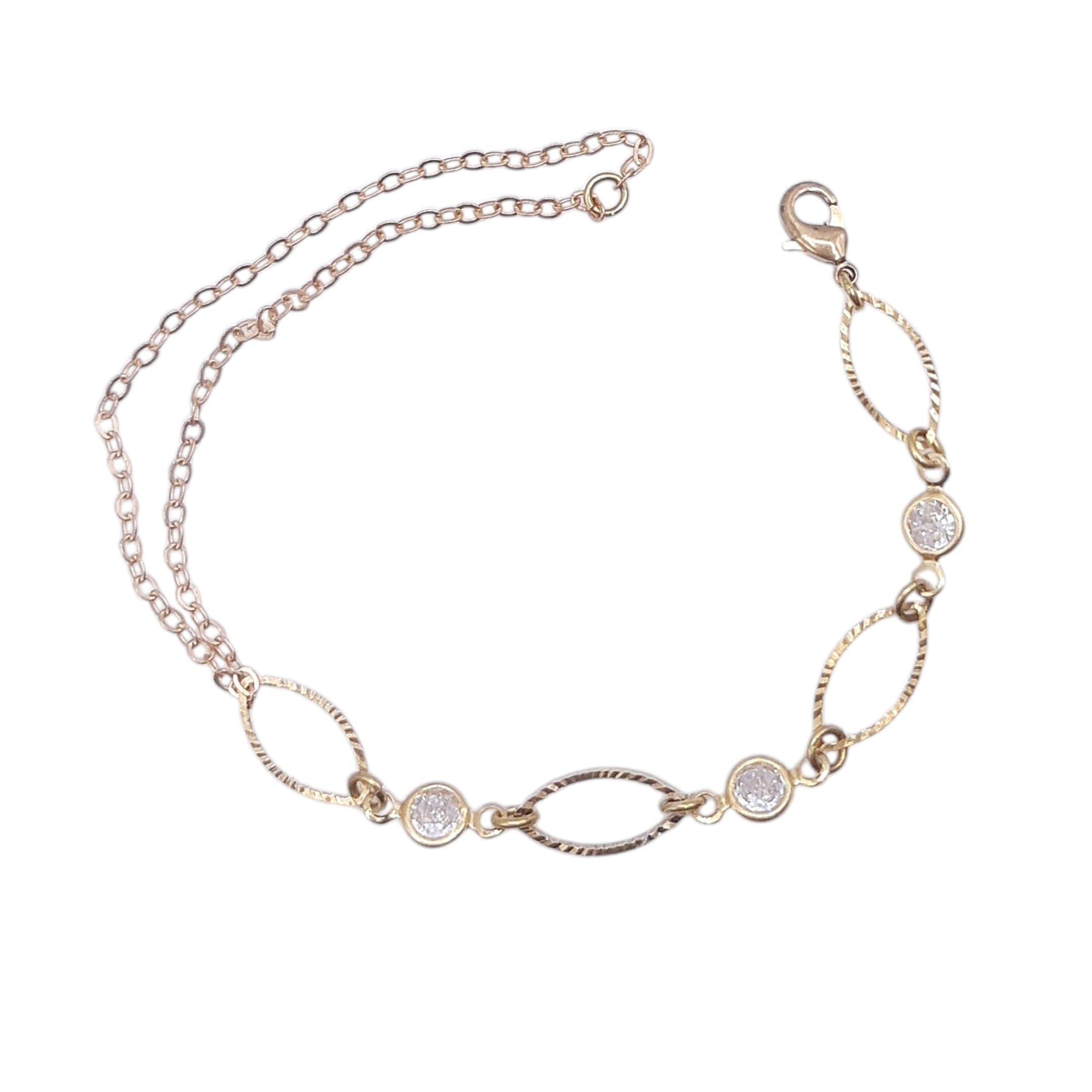 Puls. Corrente Elinho Com 4 Elo Navete Diamantado E Zirconia