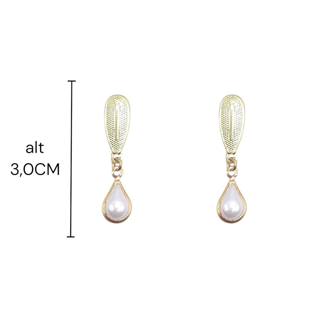 Brinco Base Gota Trabalhada Com 1 Gota De Pérola