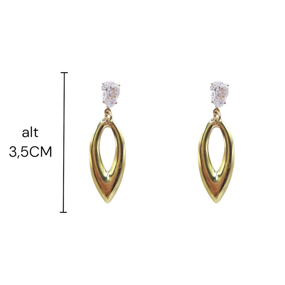 Brinco Base Gota Zirconia Com 1 Navete Lisa